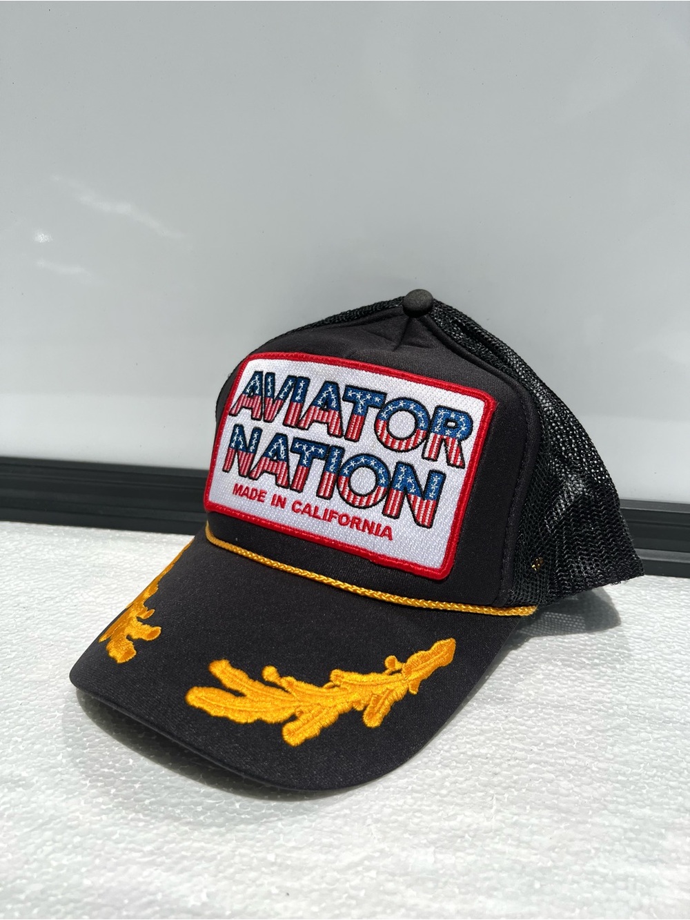 Aviator Nation Trucker Hat Rare American Flag California SnapBack Gold Leaf Mesh